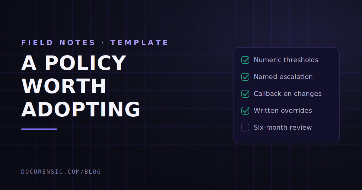 A Document Verification Policy Worth Adopting (Template)
