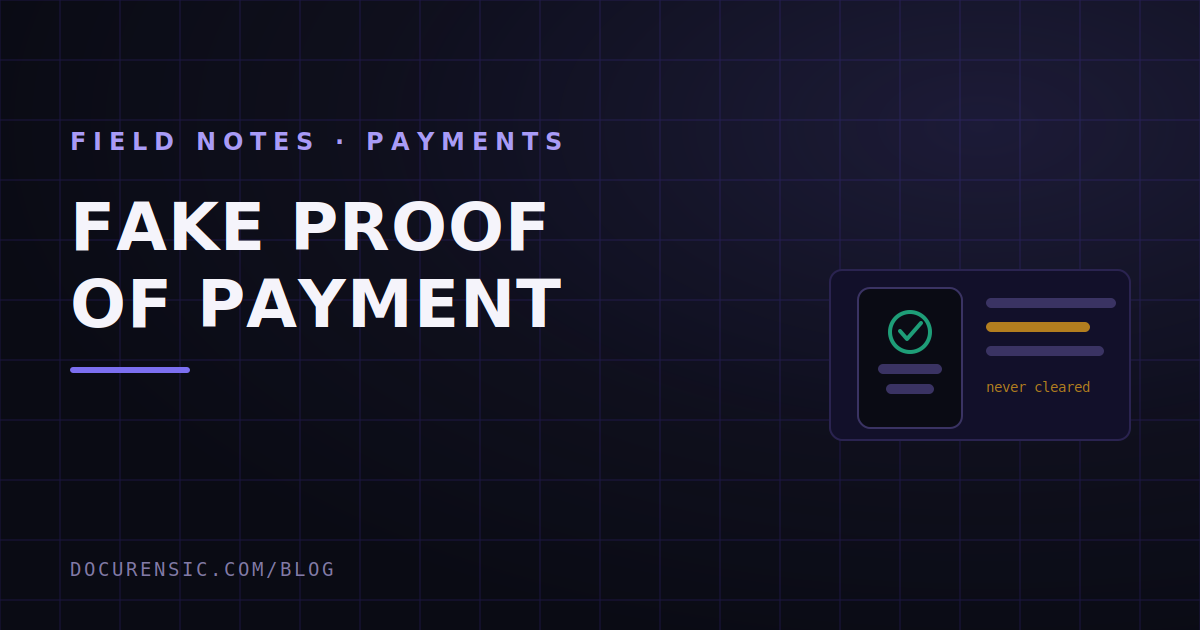 Fake Proof of Payment: The Screenshot That Buys Three Days