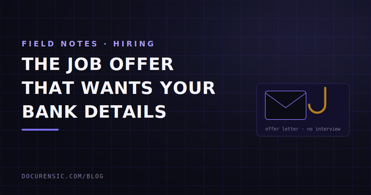 The Job Offer That Wants Your Bank Details