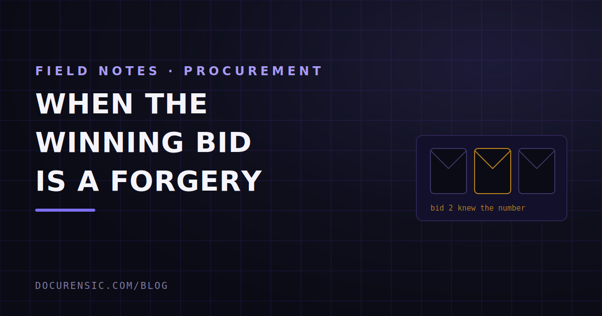 Tender Fraud: When the Winning Bid Is a Forgery